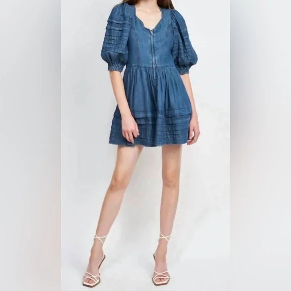 white christmas dresses en Saison Women's June Belted Denim Minidress - Blue main image 1